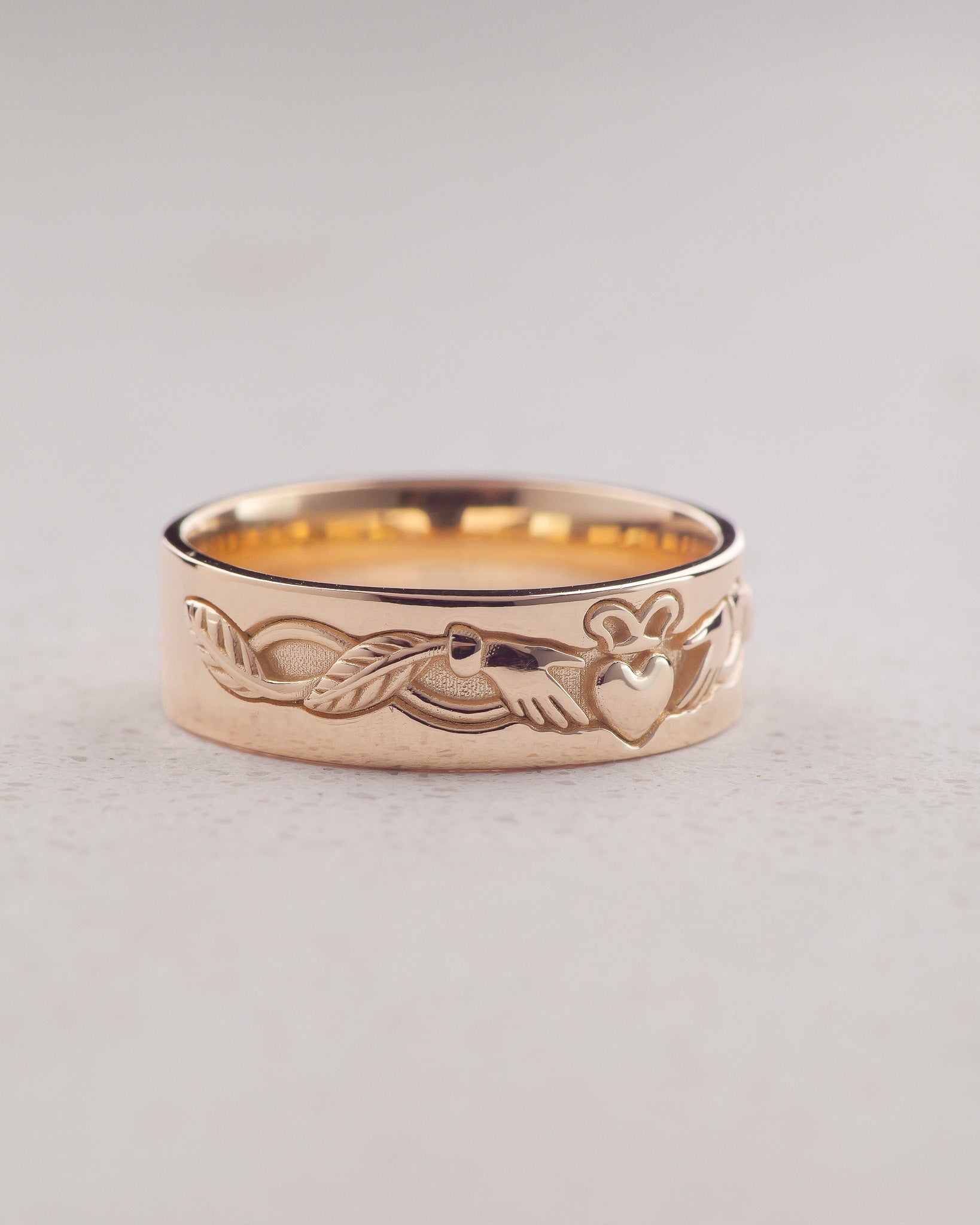 Gold Claddagh ring for men, Celtic wedding band - Eden Garden Jewelry™