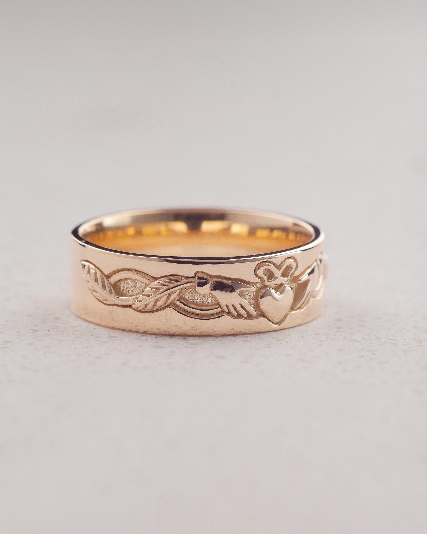 Gold Claddagh ring for men, Celtic wedding band - Eden Garden Jewelry™