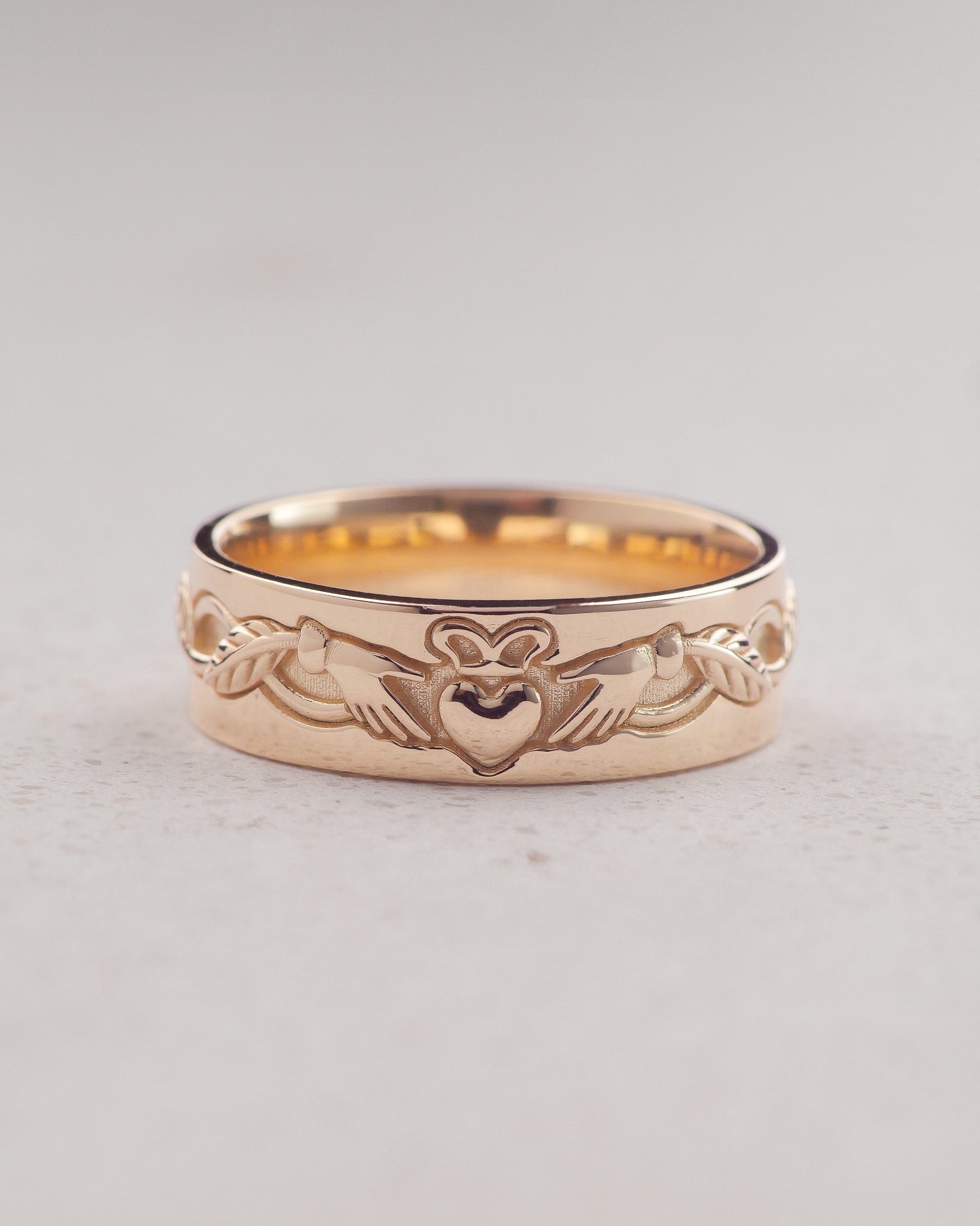 Gold Claddagh ring for men, Celtic wedding band - Eden Garden Jewelry™