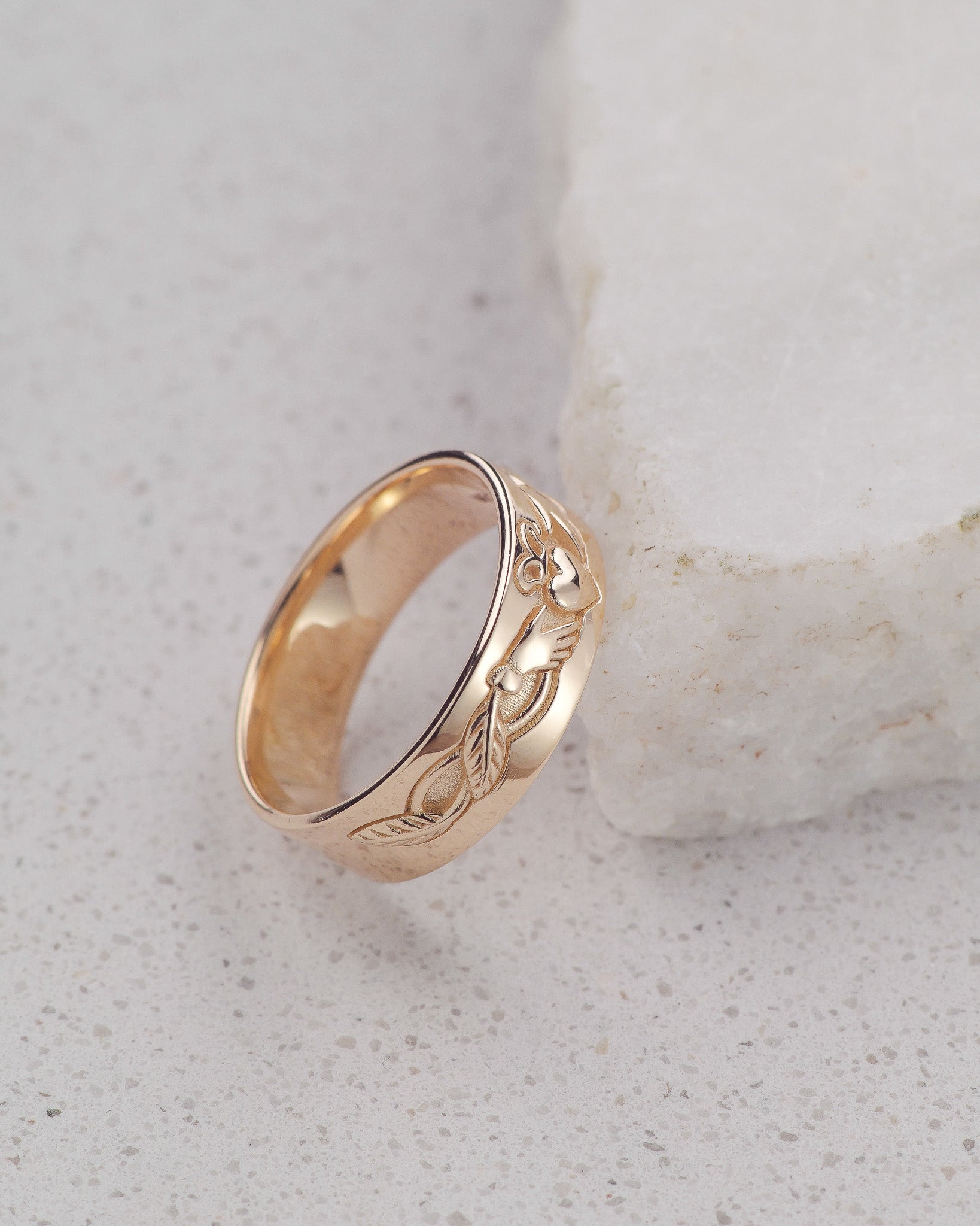 Gold Claddagh ring for men, Celtic wedding band - Eden Garden Jewelry™