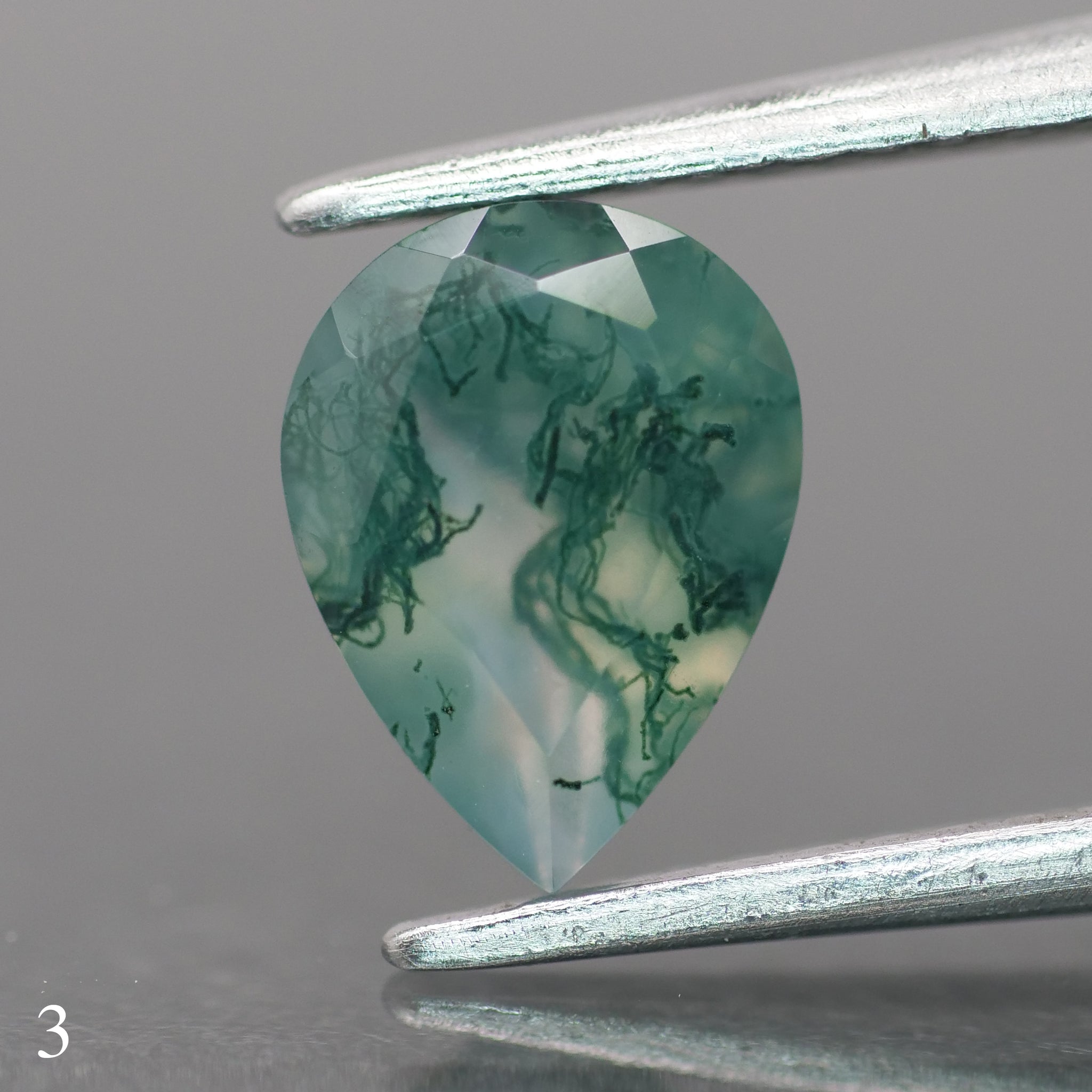 Moss agate | green color, pear-cut, 8x6mm, 0.80ct - choose yours