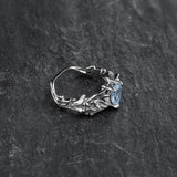 Gold flower engagement ring with natural aquamarine, art nouveau proposal ring / Eloise - Eden Garden Jewelry™