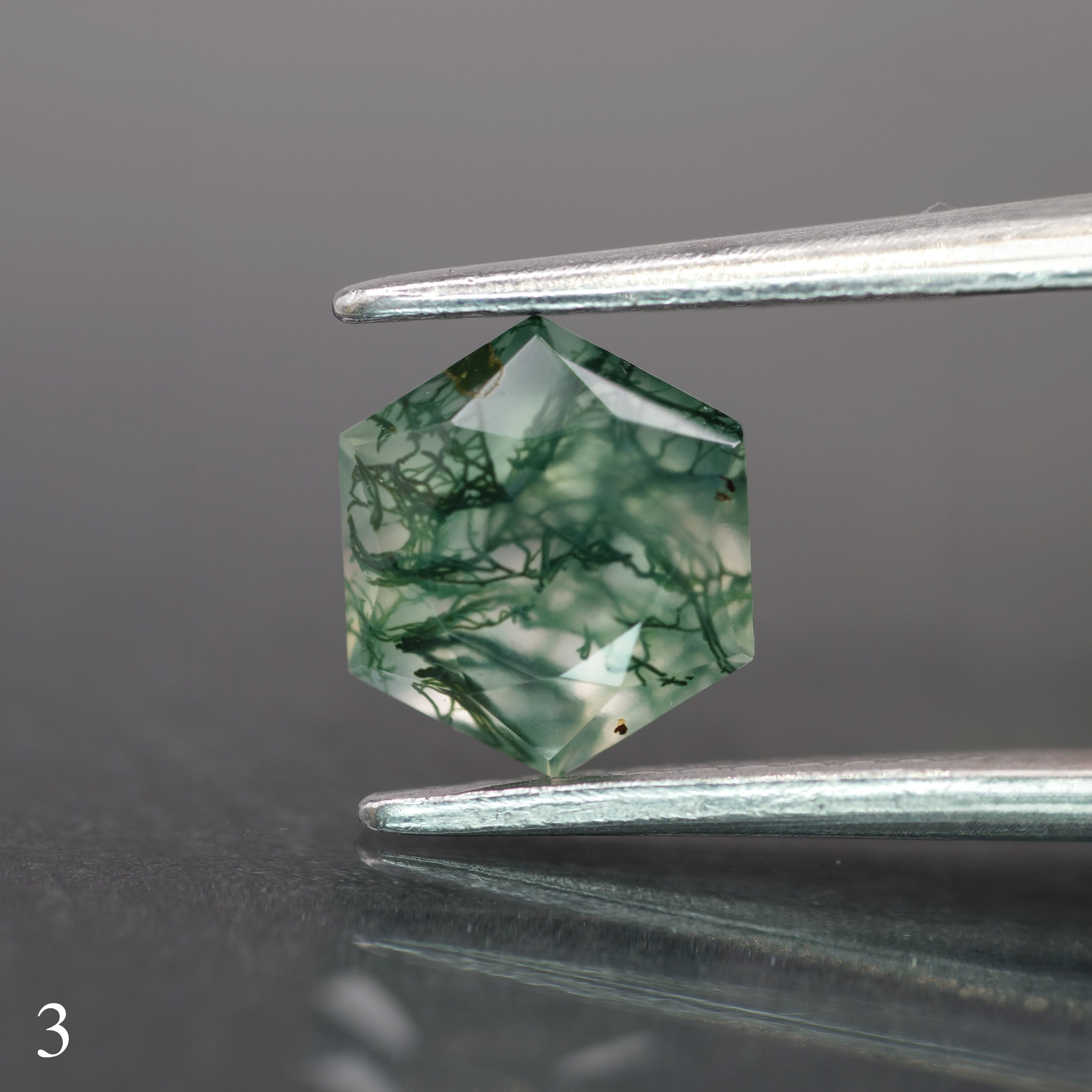 Moss agate | green color, hexagon-cut, 6mm, 0.75ct - choose yours - Eden Garden Jewelry™