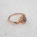 Vintage inspired gold ring with alexandrite and diamonds  / Lida small