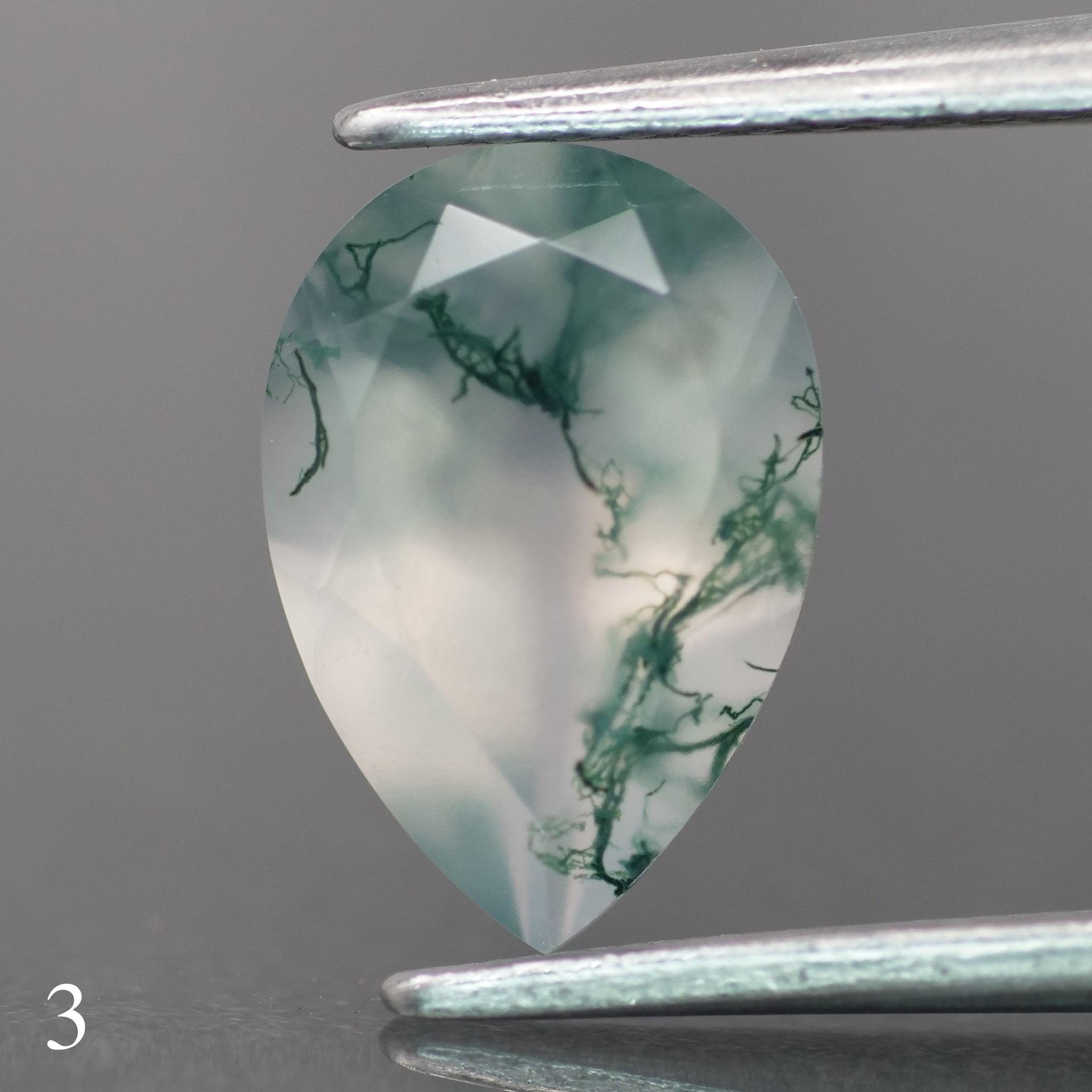 Moss agate | light green color, pear-cut, 10x7mm, 1.6ct - choose yours