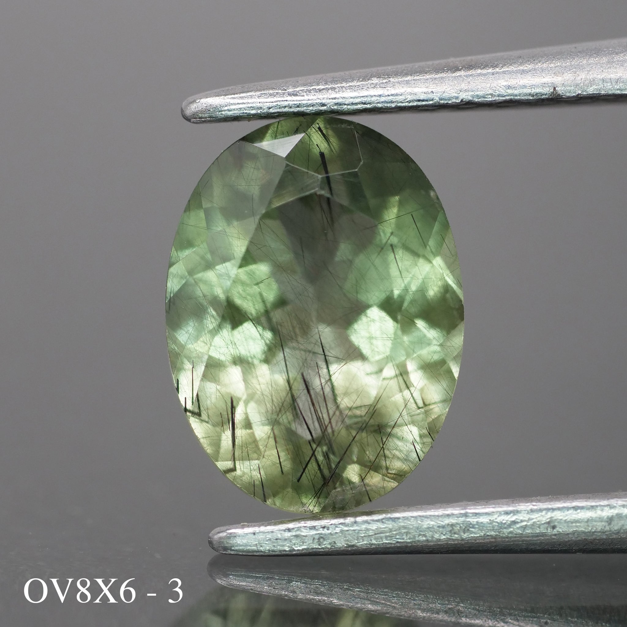 Rutile Peridot | natural, green color, oval-cut, 8x6mm, 1.2 ct - choose yours