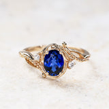 Lab-grown blue sapphire engagement ring with accent diamonds / Undina - Eden Garden Jewelry™