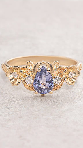 Purple sapphire bridal set with diamonds / Adelina - Eden Garden Jewelry™