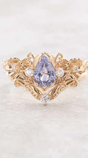 Purple sapphire bridal set with diamonds / Adelina - Eden Garden Jewelry™
