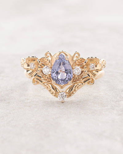 Purple sapphire bridal set with diamonds / Adelina - Eden Garden Jewelry™