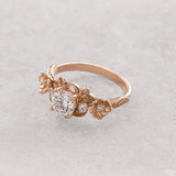 READY TO SHIP: Adelina floral engagement ring with round lab grown diamond, 14K rose gold, RING SIZES: 5.5 - 8.5 US (Copy)