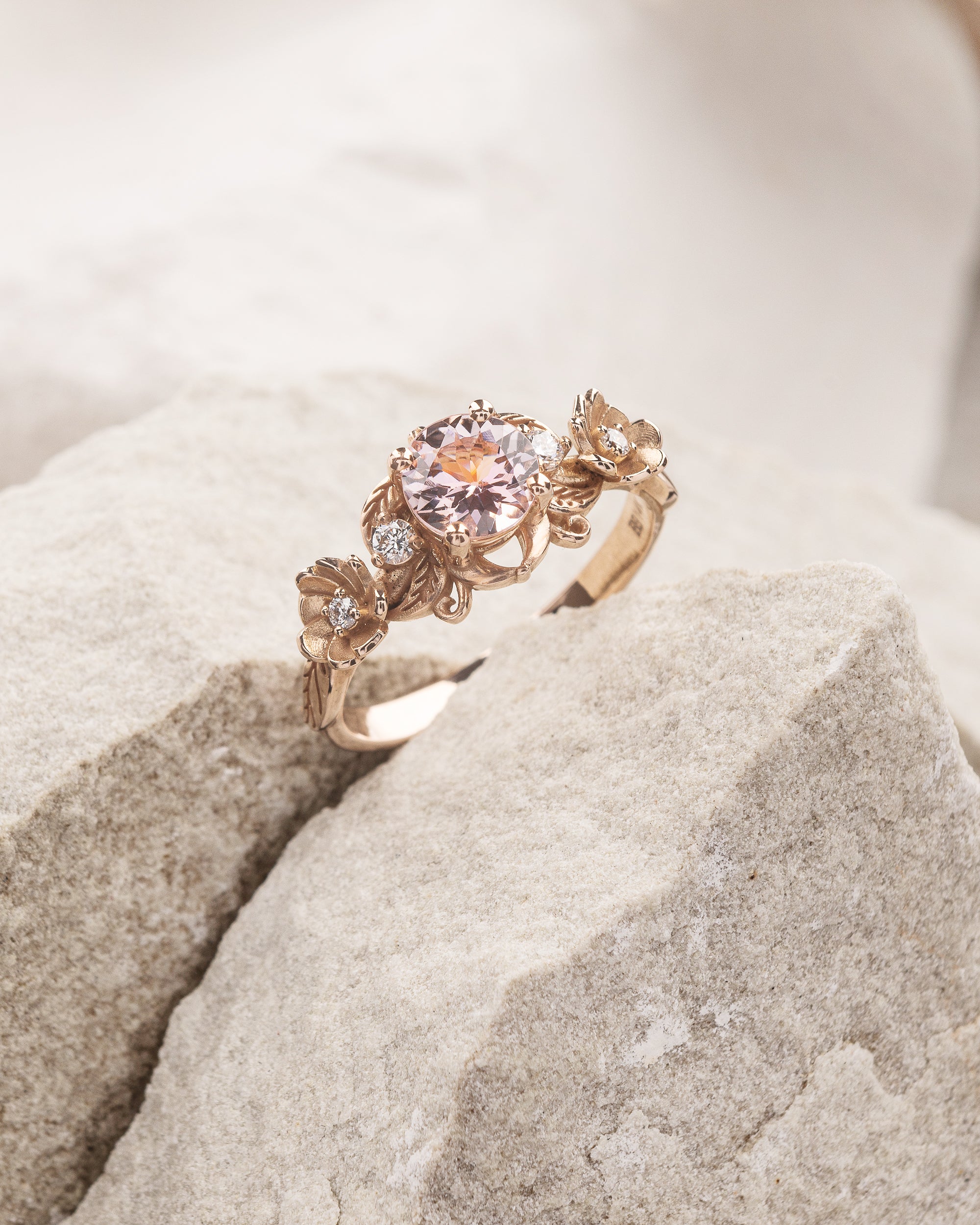 Fantasy Engagement Ring Gold Flower Rings Rose Gold Wedding