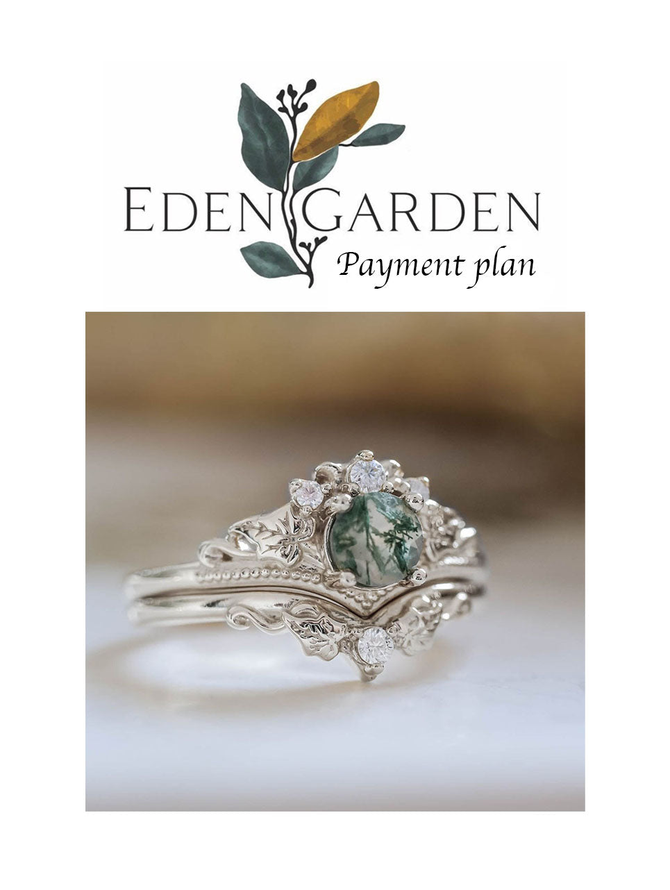 3 instalments payment plan | Ariadne bridal ring set in 18K white gold - Eden Garden Jewelry™