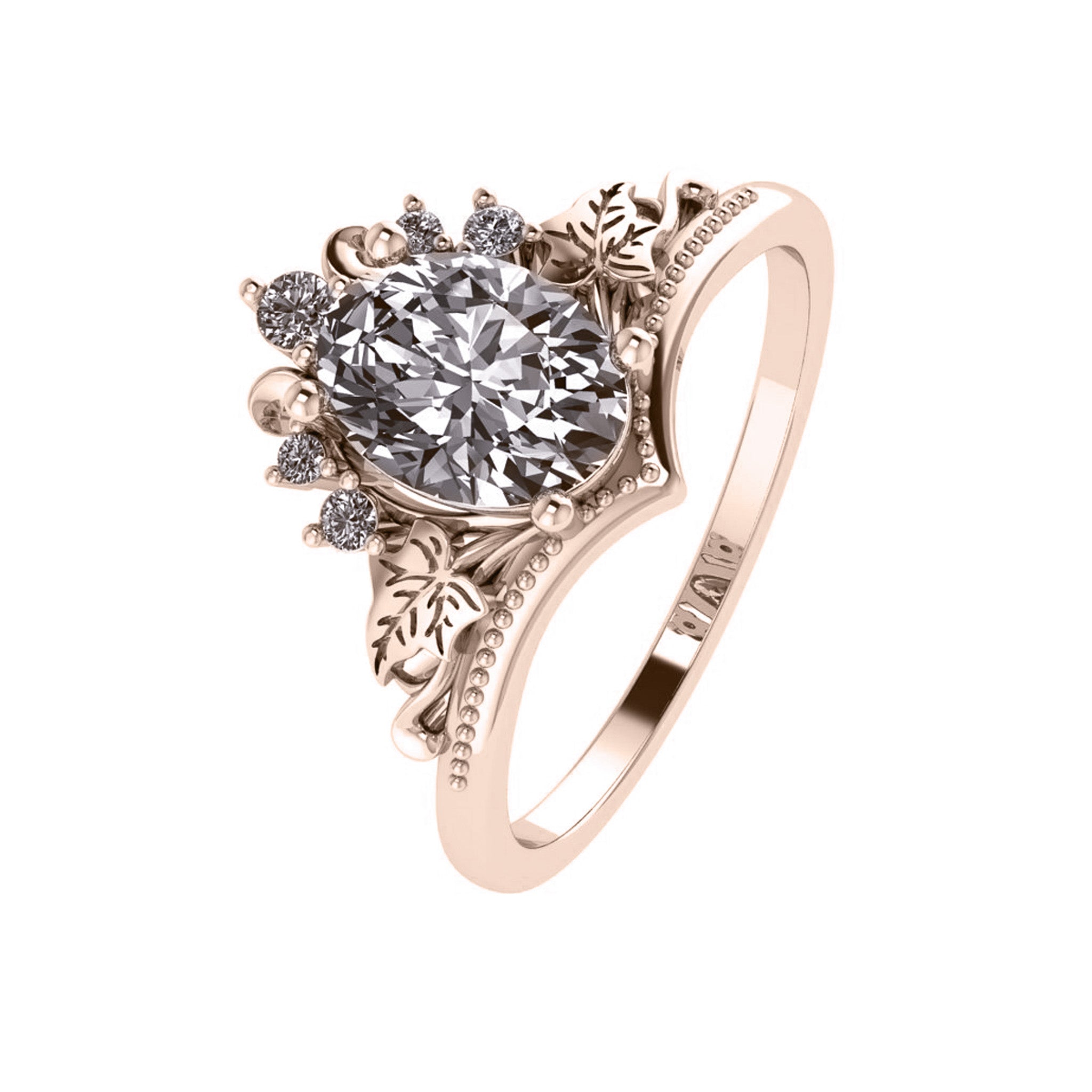 Ariadne | bridal ring set, oval cut 8x6 mm gemstone setting - Eden Garden Jewelry™