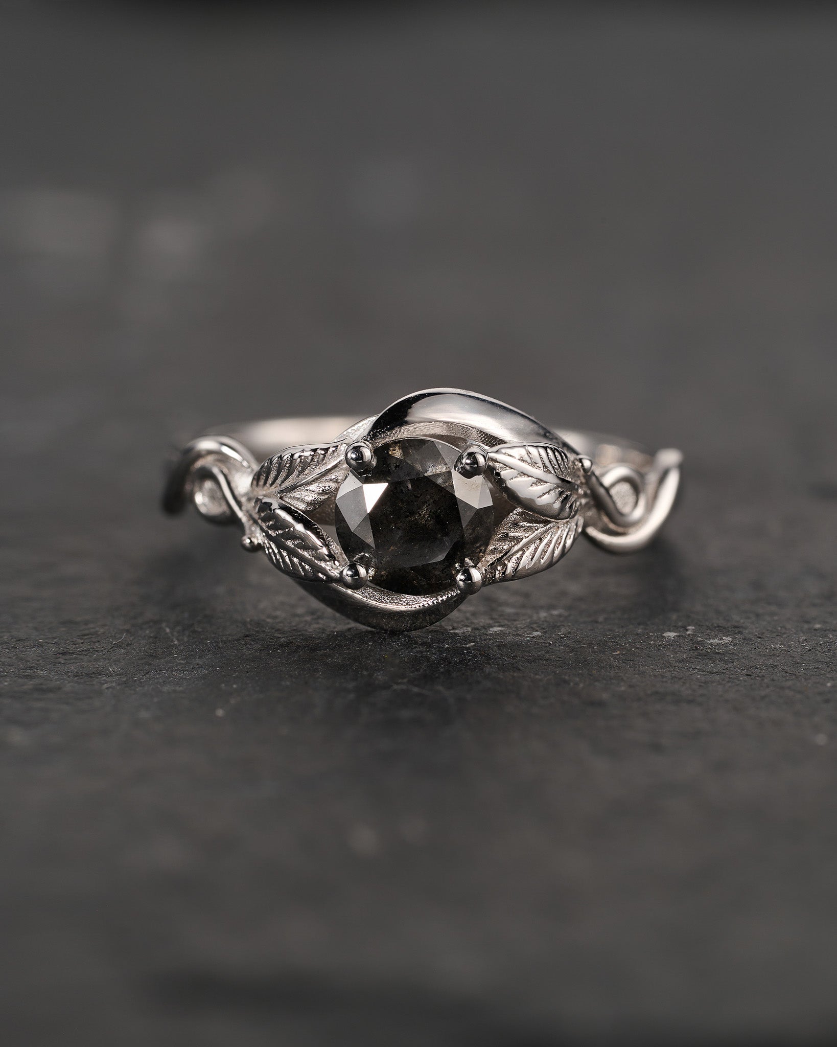 Salt & pepper diamond engagement ring / Azalea - Eden Garden Jewelry™