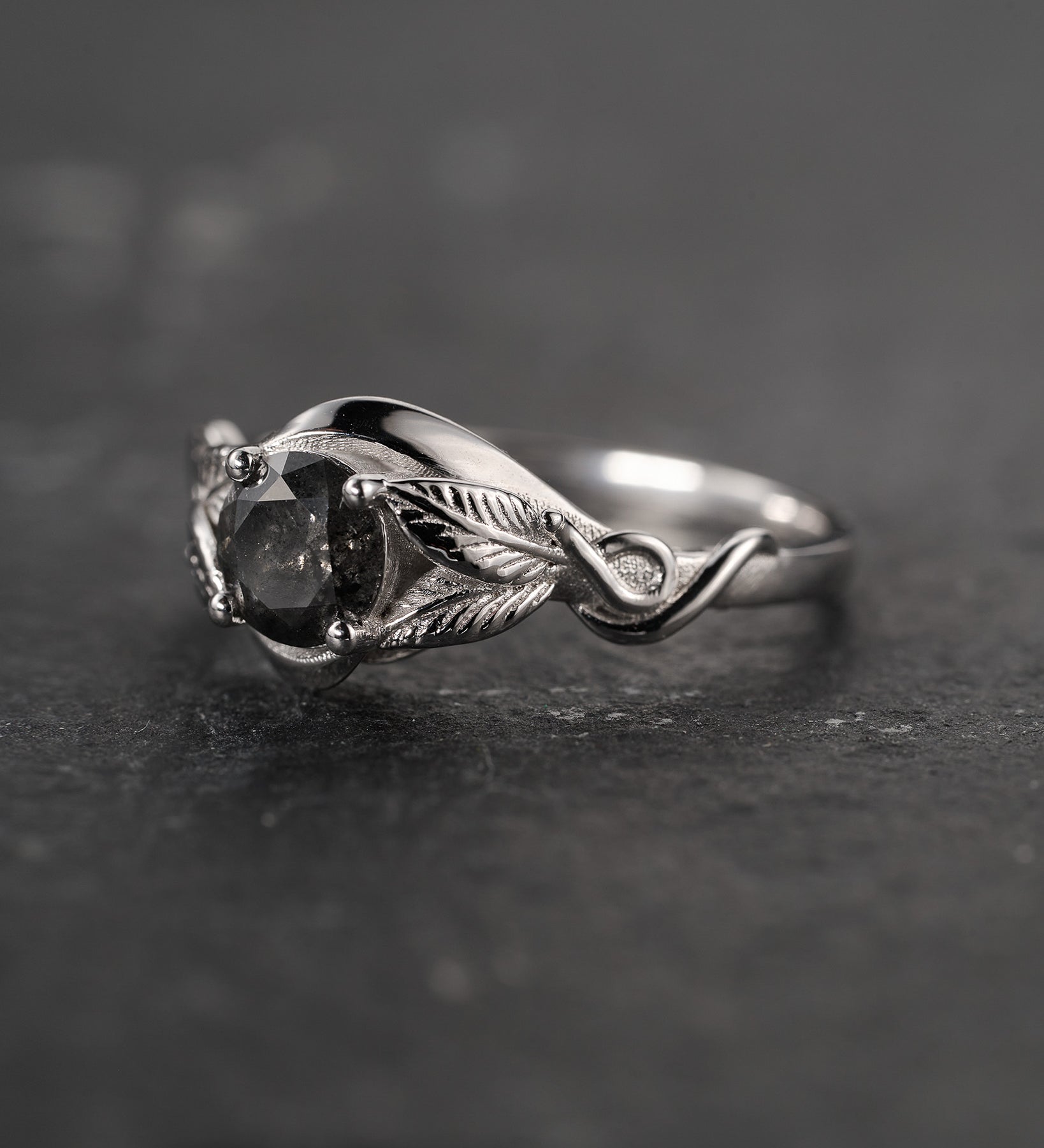 Salt & pepper diamond engagement ring / Azalea - Eden Garden Jewelry™