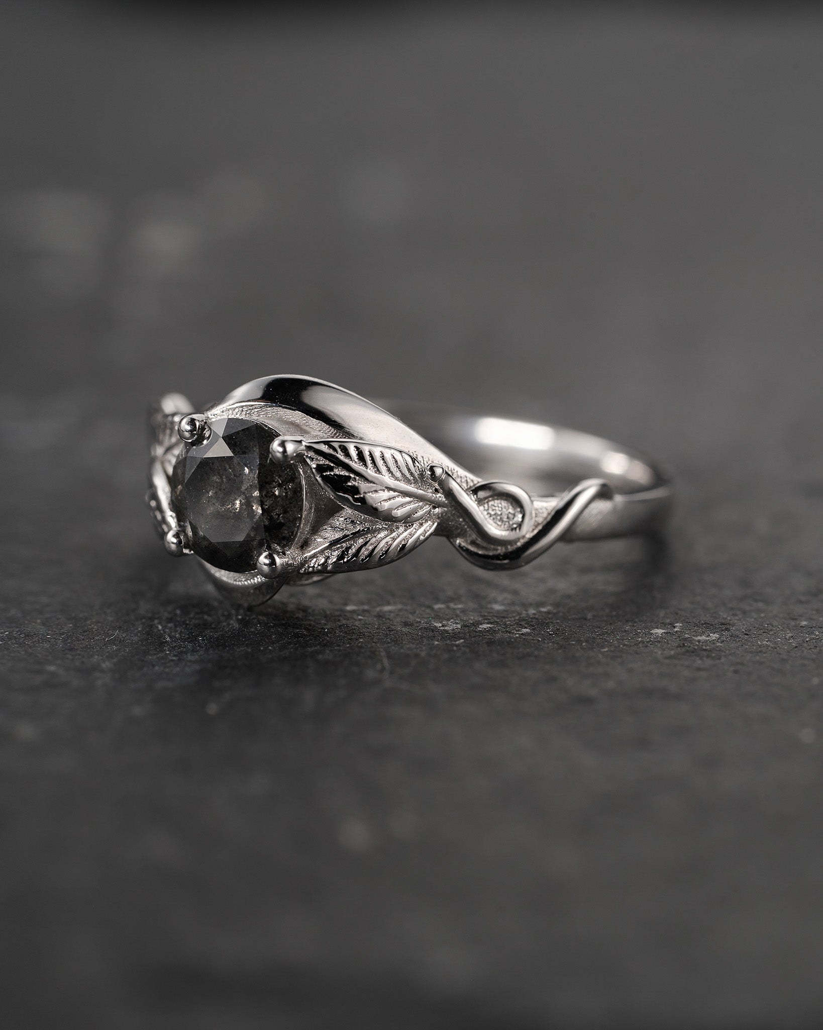 Salt & pepper diamond engagement ring / Azalea - Eden Garden Jewelry™