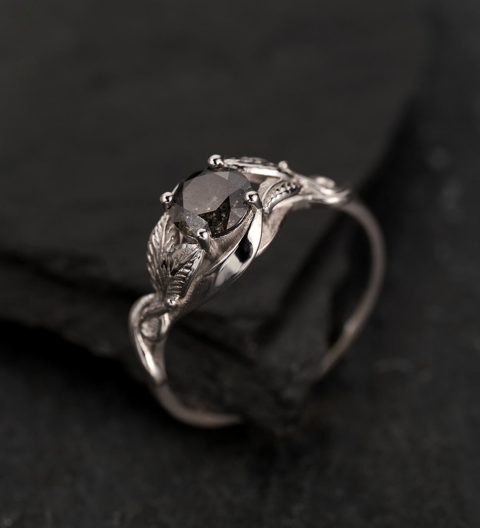 Salt & pepper diamond engagement ring / Azalea - Eden Garden Jewelry™