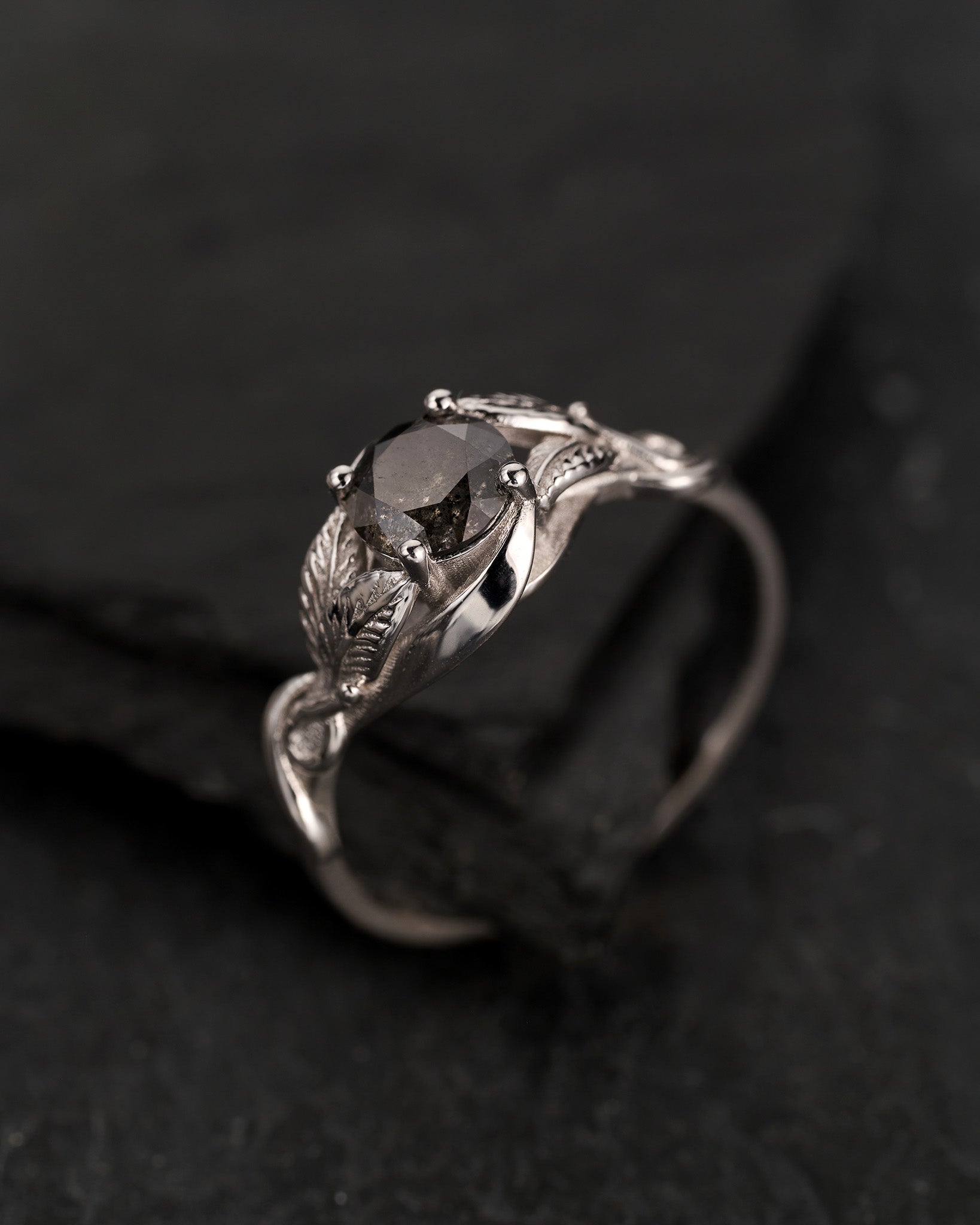 Salt & pepper diamond engagement ring / Azalea - Eden Garden Jewelry™
