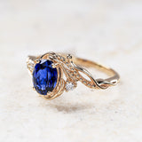 Lab-grown blue sapphire engagement ring with accent diamonds / Undina - Eden Garden Jewelry™