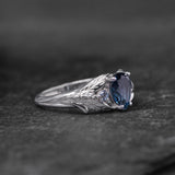 READY TO SHIP: Wisteria in 14K white gold, pear-cut topaz 8x6mm, accent aquamarines, AVAILABLE RING SIZES: 5.5 - 8.5 US - Eden Garden Jewelry™