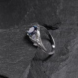 READY TO SHIP: Wisteria in 14K white gold, pear-cut topaz 8x6mm, accent aquamarines, AVAILABLE RING SIZES: 5.5 - 8.5 US - Eden Garden Jewelry™