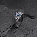READY TO SHIP: Wisteria in 14K white gold, pear-cut topaz 8x6mm, accent aquamarines, AVAILABLE RING SIZES: 5.5 - 8.5 US - Eden Garden Jewelry™