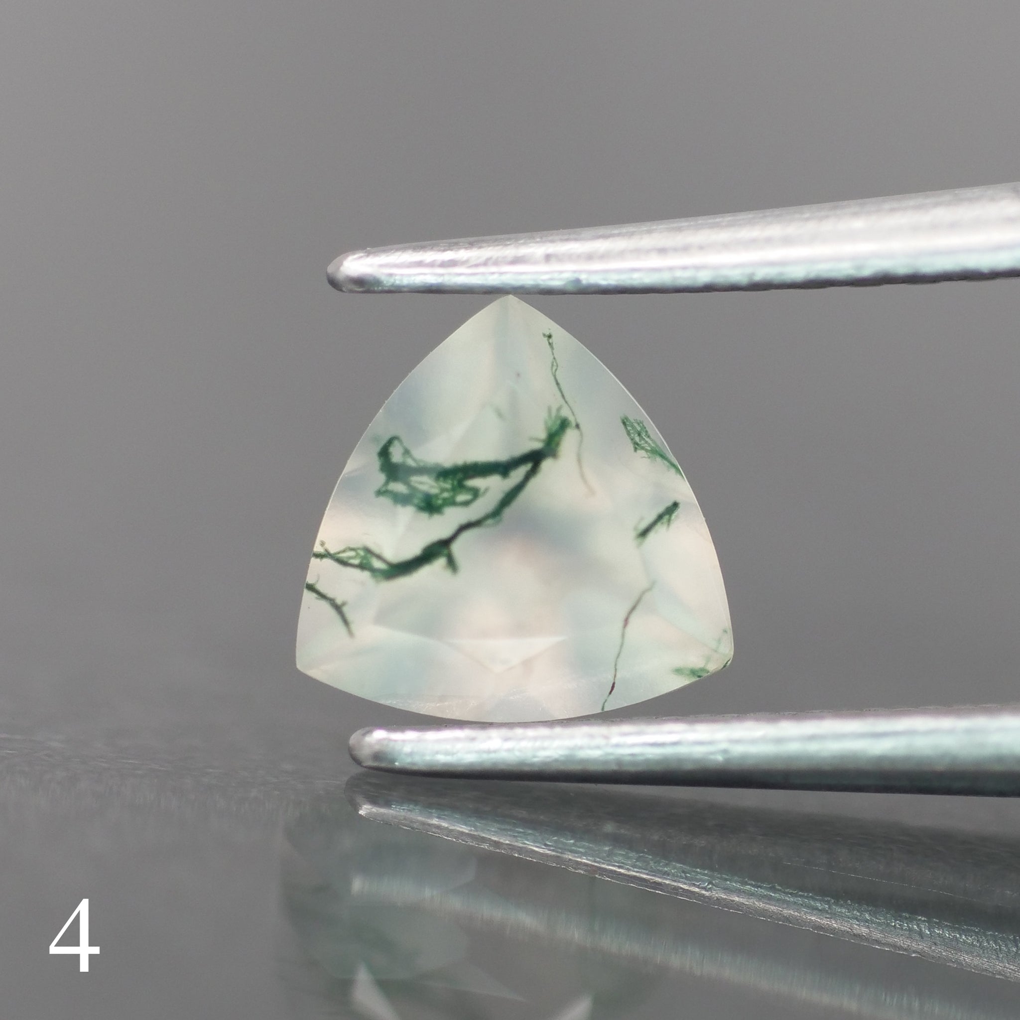 Moss agate | light green color, trillion-cut, 6mm, 0.5ct - choose yours