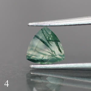 Moss agate | green color, trillion-cut, 6mm, 0.5ct - choose yours