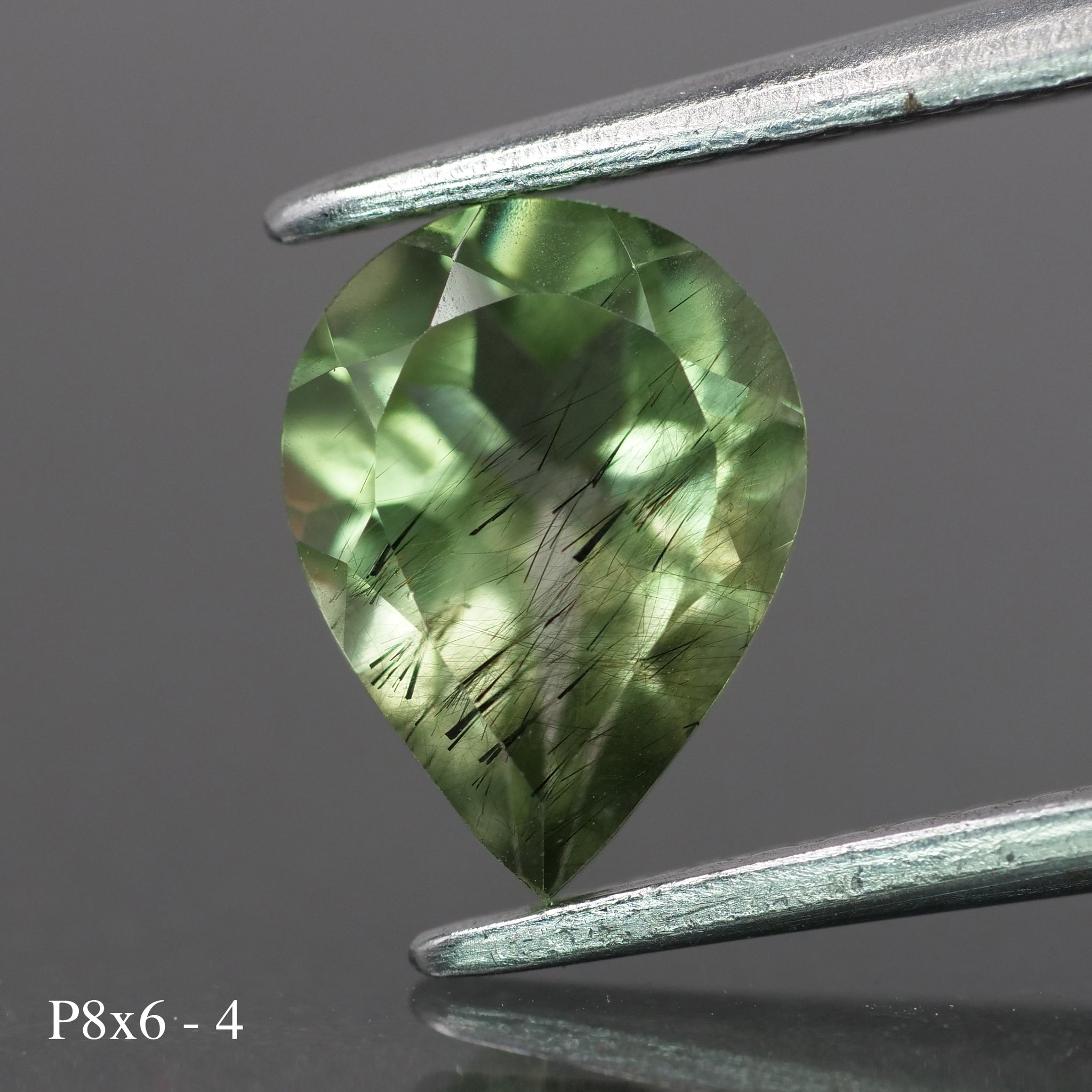 Rutile Peridot | natural, pear cut 8x6mm, 1 ct - choose yours