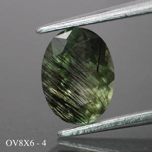 Rutile Peridot | natural, green color, oval-cut, 8x6mm, 1.2 ct - choose yours