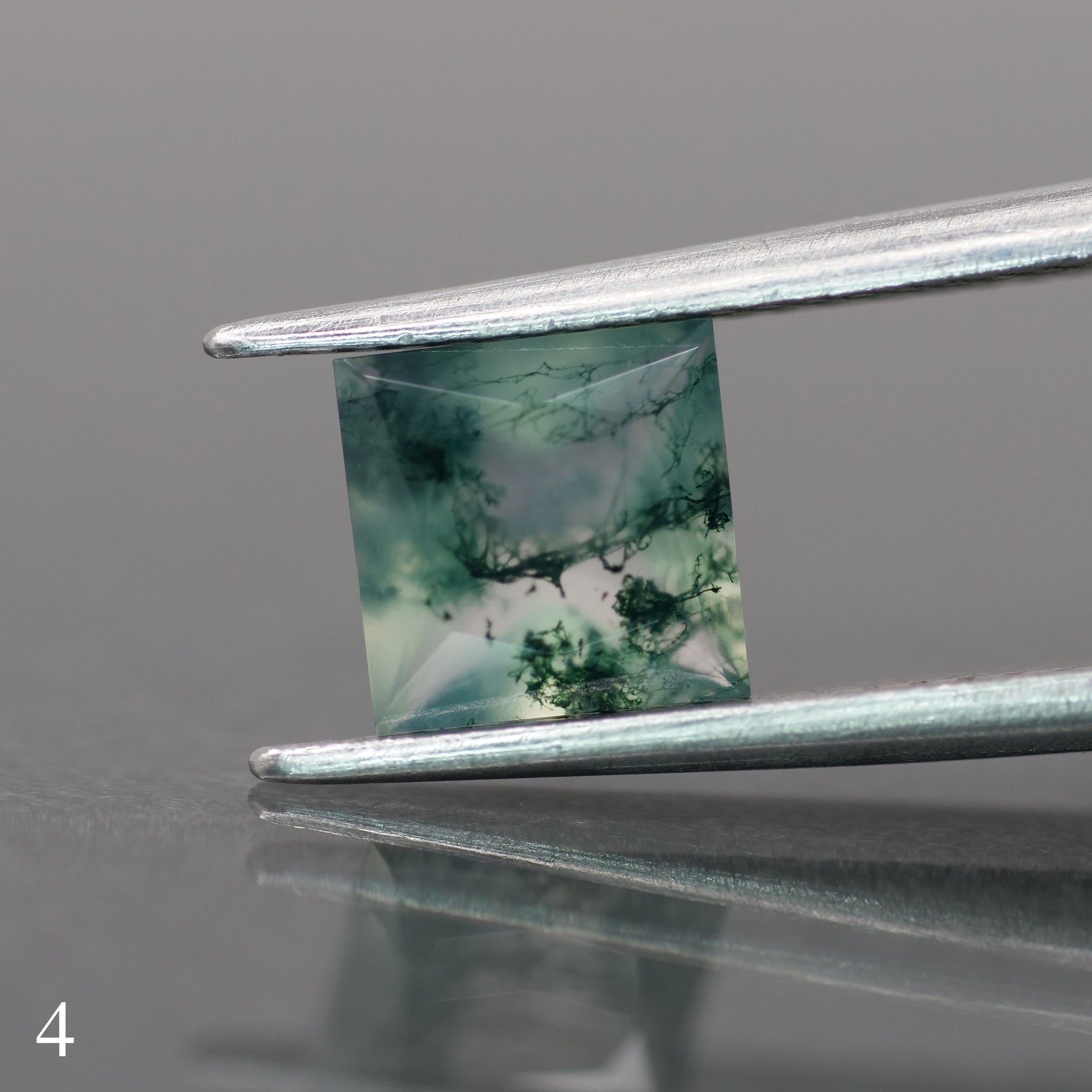 Moss agate | green color, square-cut, 6mm, 1ct - choose yours