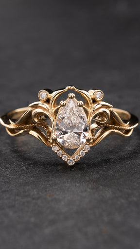 Lab grown diamond engagement ring set with a matching wedding band / Lida small - Eden Garden Jewelry™