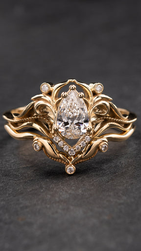 Lab grown diamond engagement ring set with a matching wedding band / Lida small - Eden Garden Jewelry™