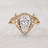 Big pear lab grown diamonds engagement ring, vintage inspired gold ring with diamonds  / Lida - Eden Garden Jewelry™
