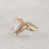 Big pear lab grown diamonds engagement ring, vintage inspired gold ring with diamonds  / Lida - Eden Garden Jewelry™