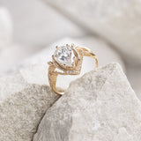 Big pear lab grown diamonds engagement ring, vintage inspired gold ring with diamonds  / Lida - Eden Garden Jewelry™