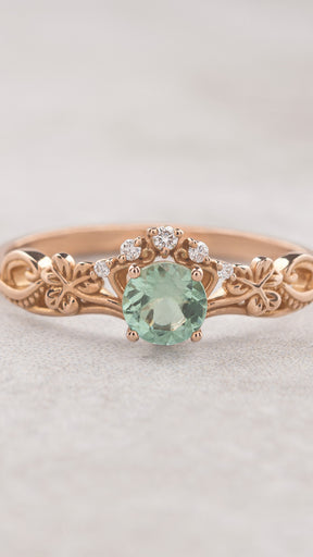 Mint green tourmaline engagement ring / Horta - Eden Garden Jewelry™