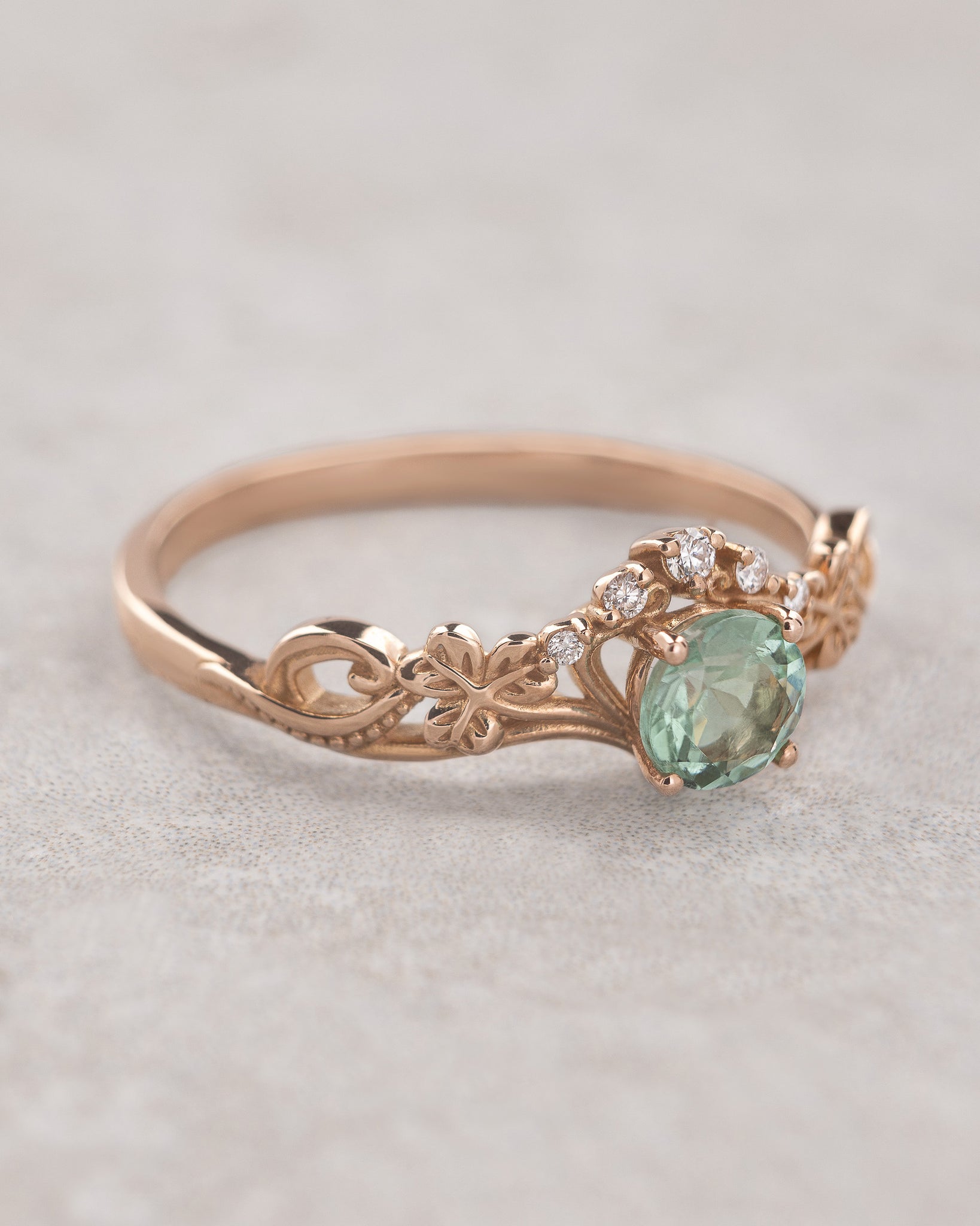 Mint green tourmaline engagement ring / Horta