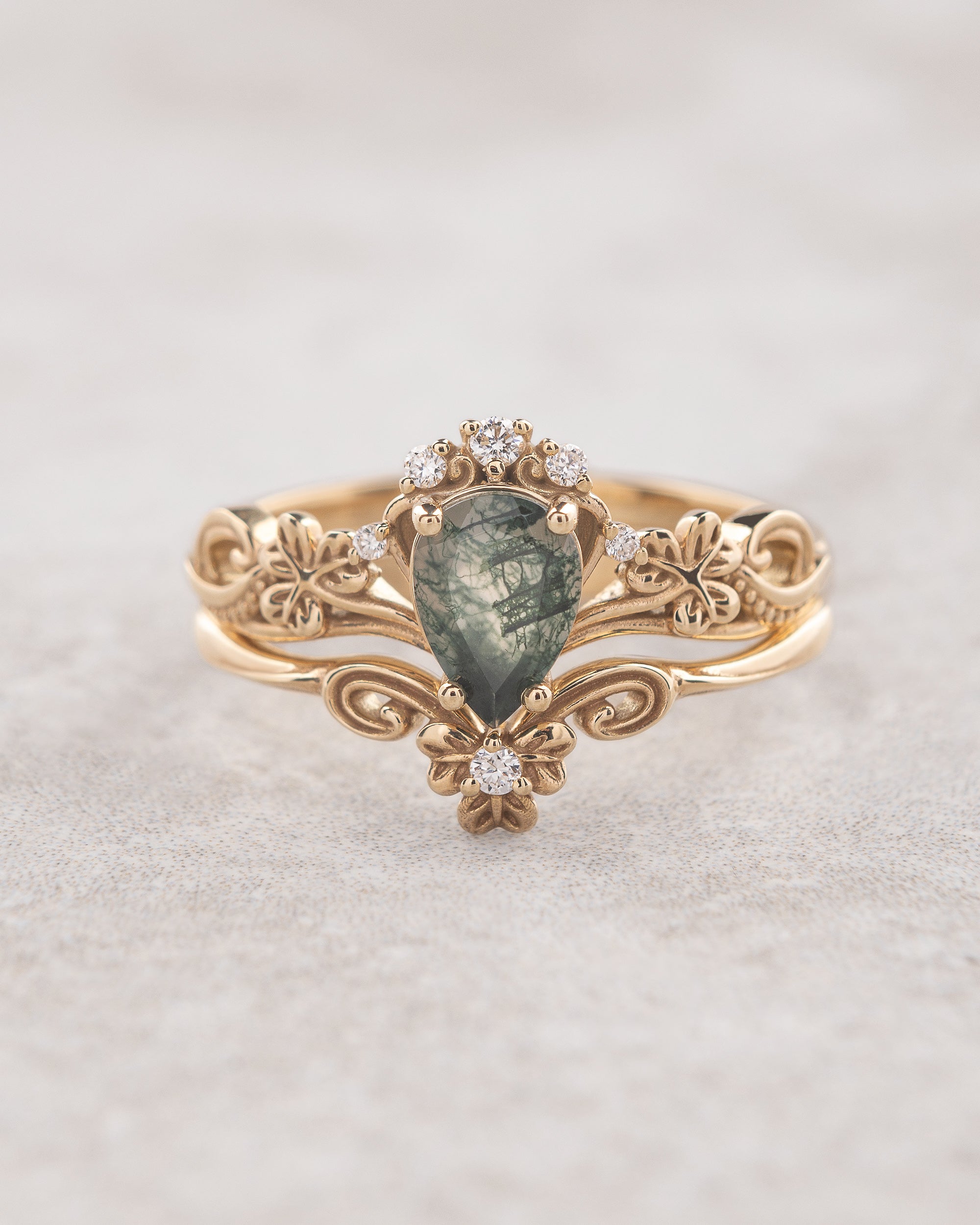 Custom Engagement Ring Online Unique Bridal Ring Set Leaf