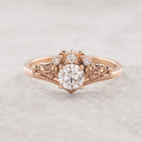 READY TO SHIP: Ariadne in 14K rose gold, bridal ring set with ivy leaves and diamonds, AVAILABLE RING SIZES: 8.5 - 11.5 US