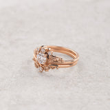 READY TO SHIP: Ariadne in 14K rose gold, bridal ring set with ivy leaves and diamonds, AVAILABLE RING SIZES: 8.5 - 11.5 US