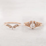 READY TO SHIP: Ariadne in 14K rose gold, bridal ring set with ivy leaves and diamonds, AVAILABLE RING SIZES: 8.5 - 11.5 US