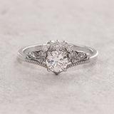 READY TO SHIP: Ariadne bridal ring set in 14K white gold, ivy leaves & diamonds, AVAILABLE RING SIZES: 8.5 - 11.5 US