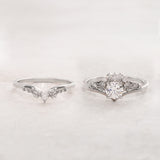 READY TO SHIP: Ariadne bridal ring set in 14K white gold, ivy leaves & diamonds, AVAILABLE RING SIZES: 8.5 - 11.5 US