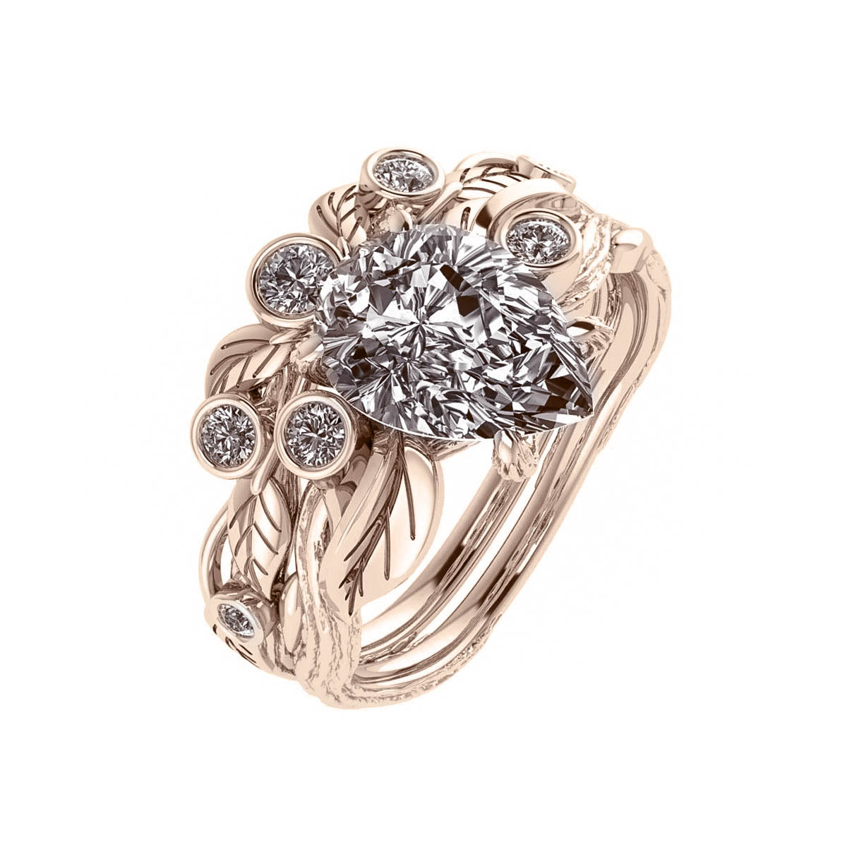 Arius | bridal ring setting for 10x7 mm pear cut gemstone - Eden Garden Jewelry™