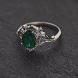 Pear lab emerald engagement ring, vintage inspired gold ring with diamonds / Lida small