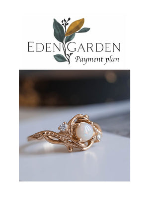 3 instalments payment plan: Opal engagement ring, nature inspired proposal ring / Undina - Eden Garden Jewelry™