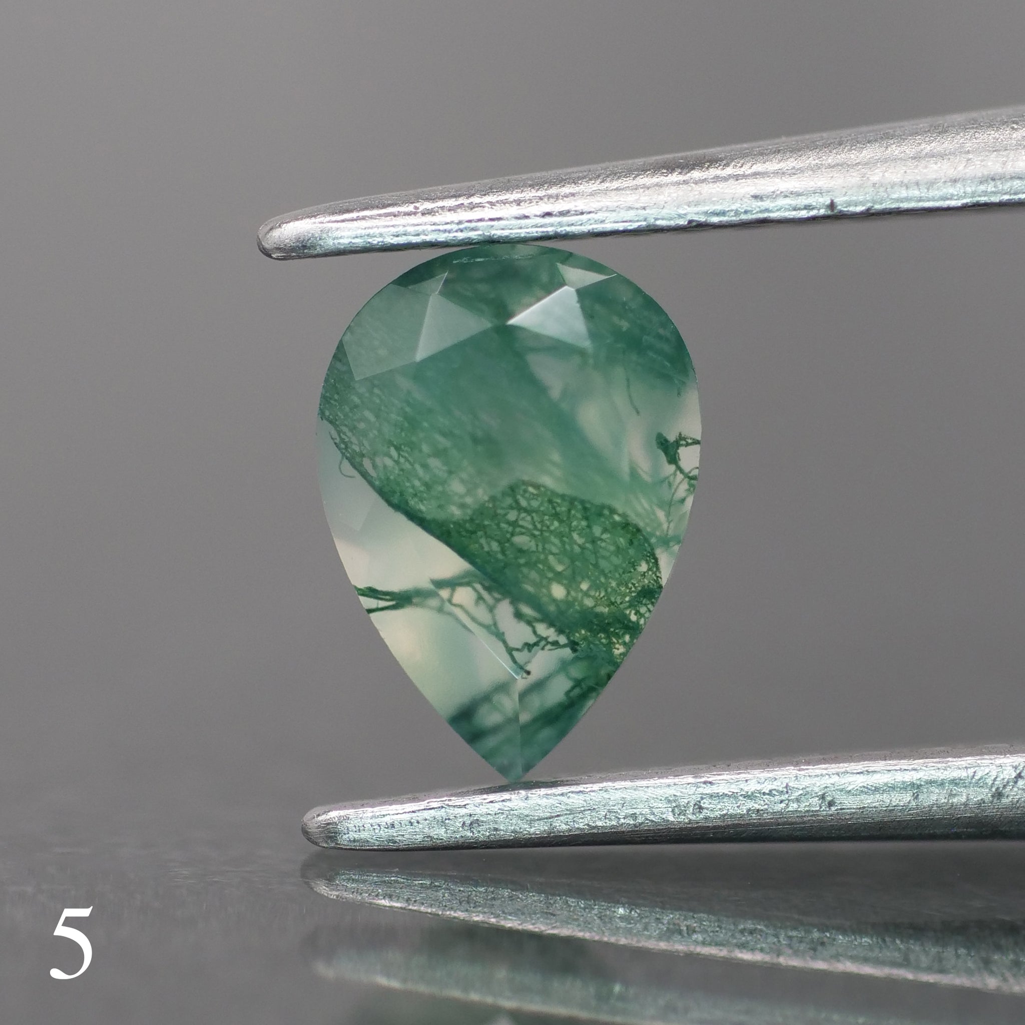 Moss agate | green color, pear-cut, 7x5mm, 0.65ct - choose yours