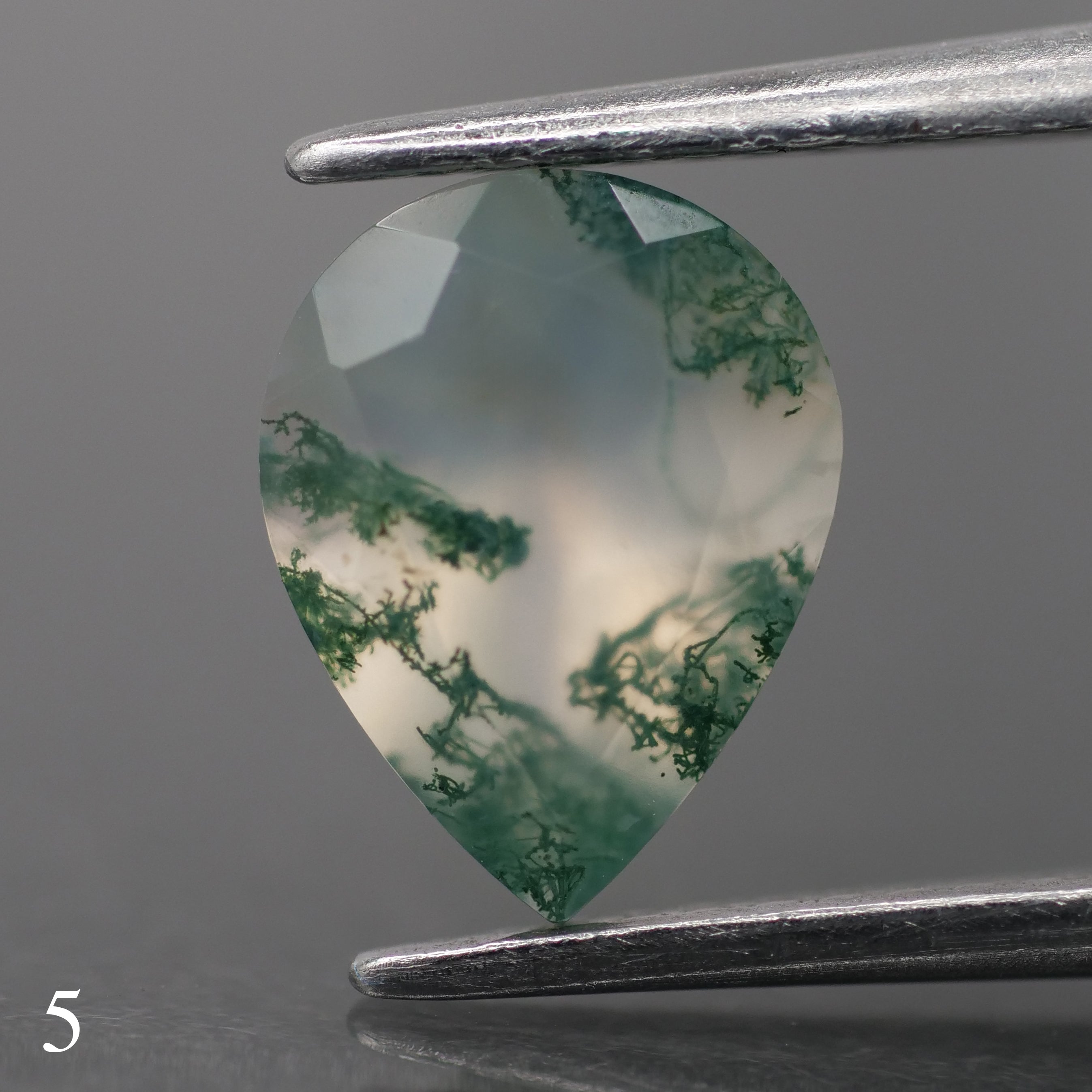 Moss agate | green color, pear-cut, 9x7mm, 1.2ct - choose yours - Eden Garden Jewelry™